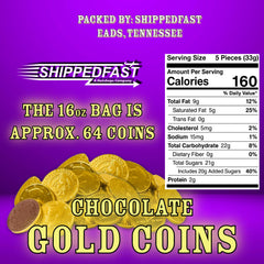 Shippedfast half-dollar sized coins wrapped in gold foil for festive use.