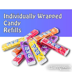 Shippedfast PEZ refills bulk pack highlighting about 50 rolls for easy stocking.
