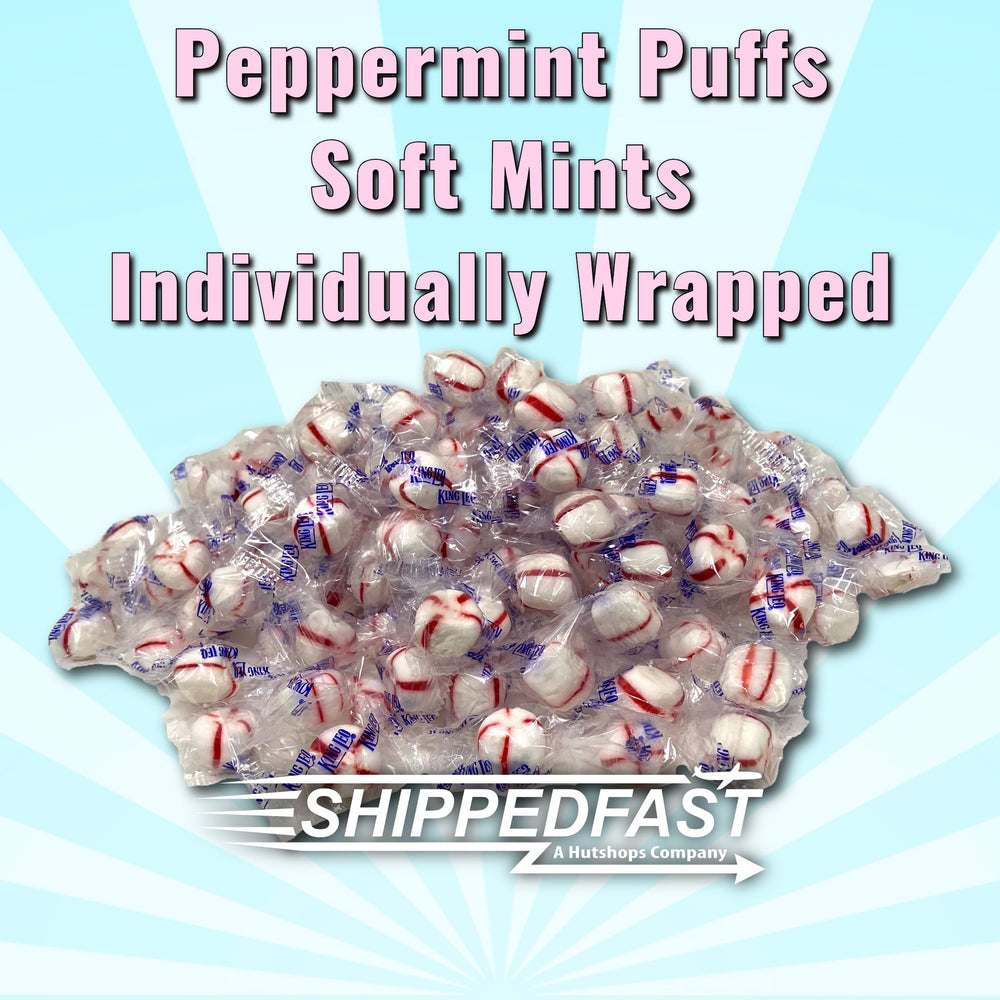Shippedfast Soft Peppermint Puff King Leo in a decorative candy bowl for sharing