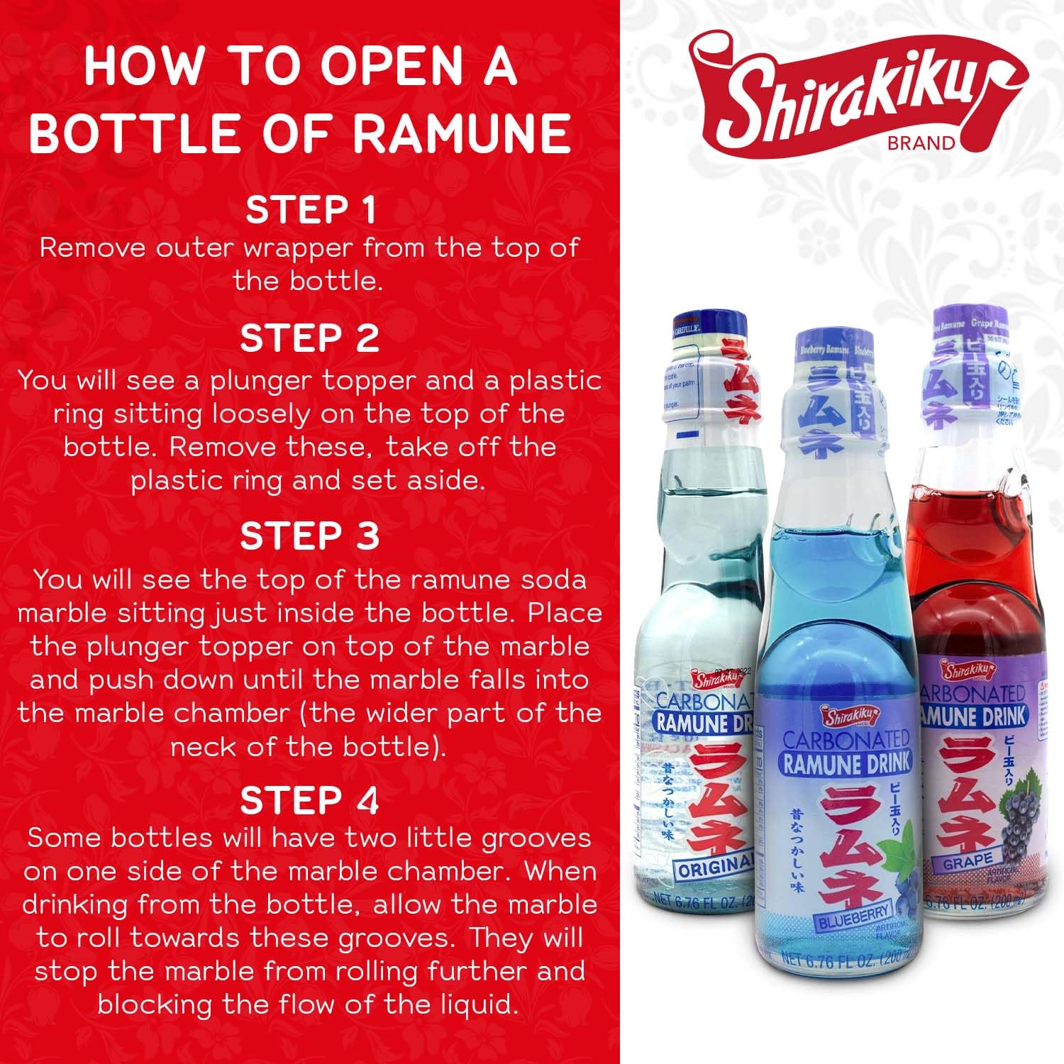 Display of Shirakiku Ramune packaging, ideal for shelves and gifting.