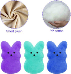 SHIRIA colorful bunny plush used as Easter basket decoration.