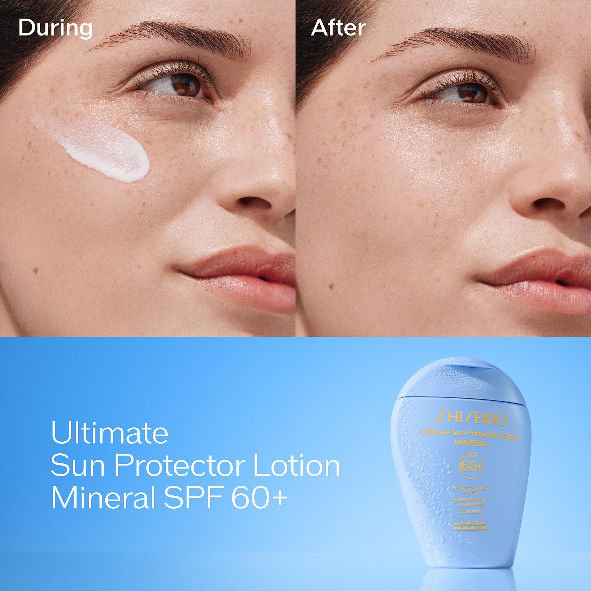 Shiseido Ultimate Sun Protector Lotion shows WetForce protection when skin contacts water