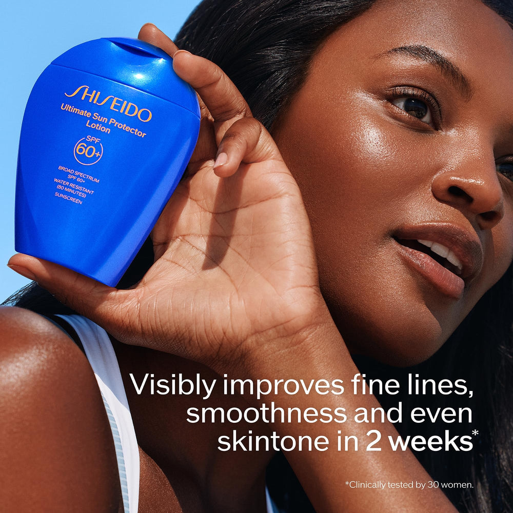 Shiseido Ultimate Sun Protector Lotion on forearm during outdoor activity