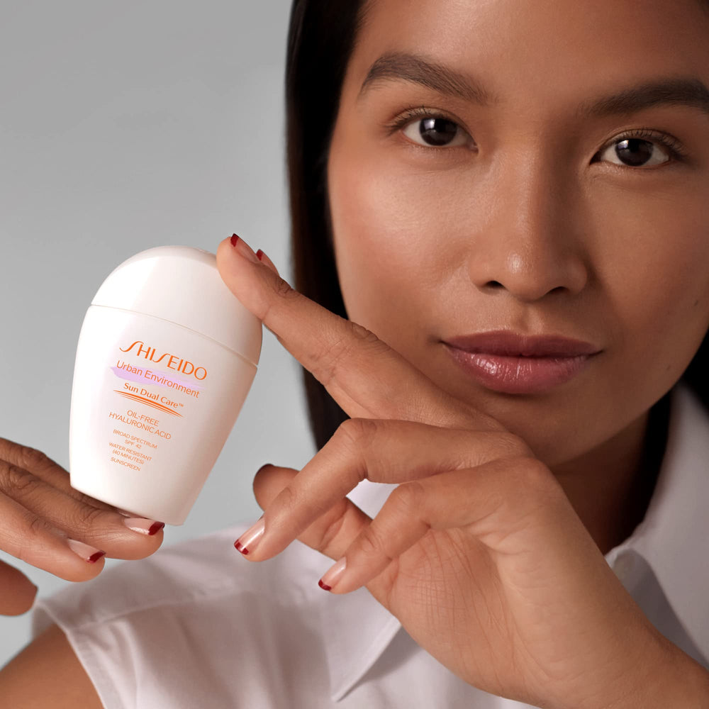 Hyaluronic acid in Shiseido Urban Environment Sunscreen SPF 42 for moisture retention.