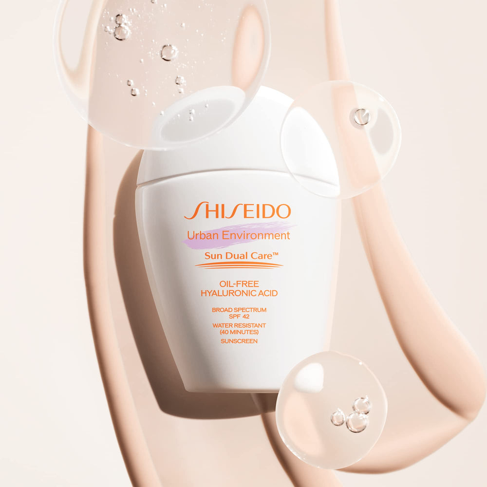 50 mL packaging of Shiseido Urban Environment Sunscreen SPF 42—compact and travel-friendly.