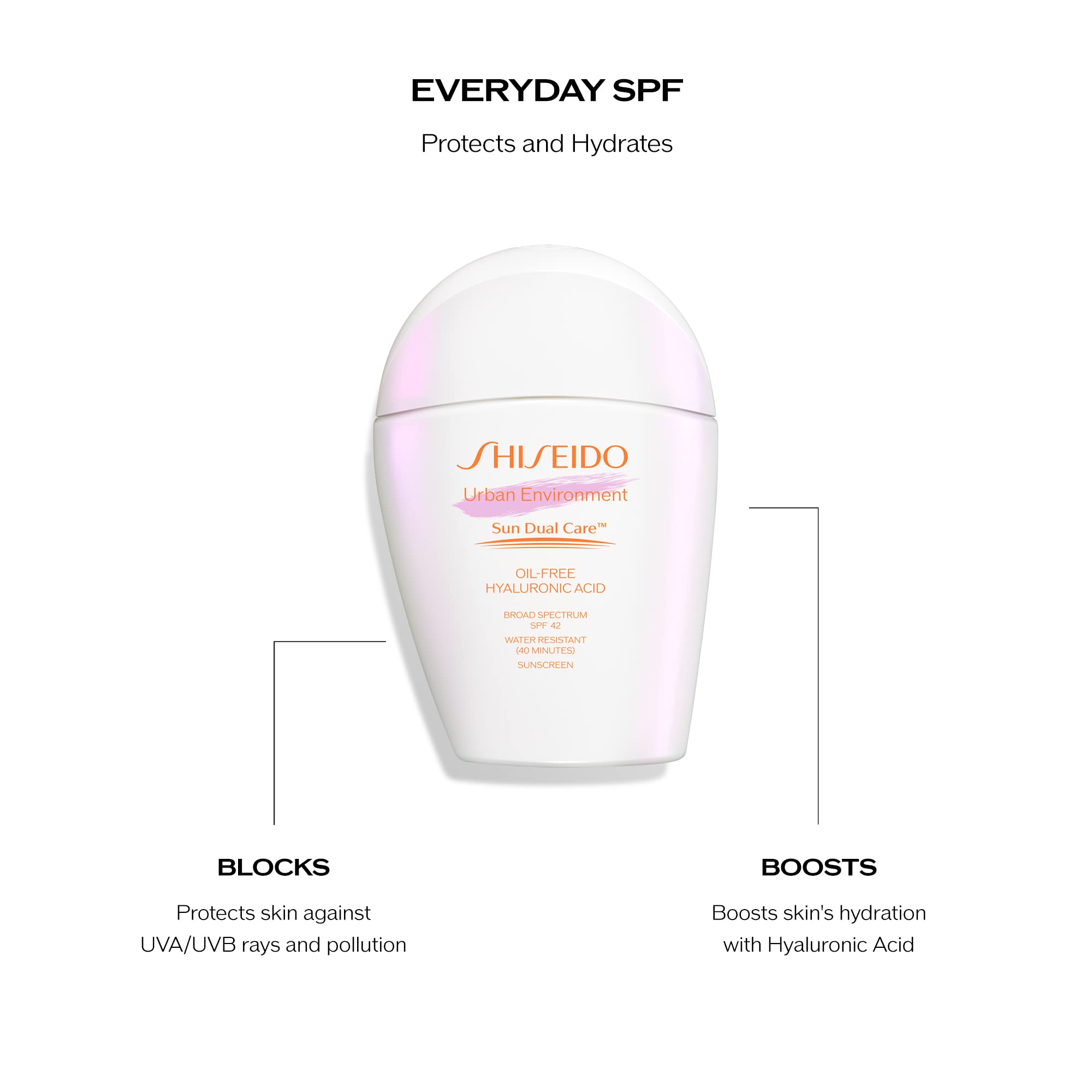Urban protection from UVA/UVB and pollution with Shiseido Urban Environment Sunscreen SPF 42.
