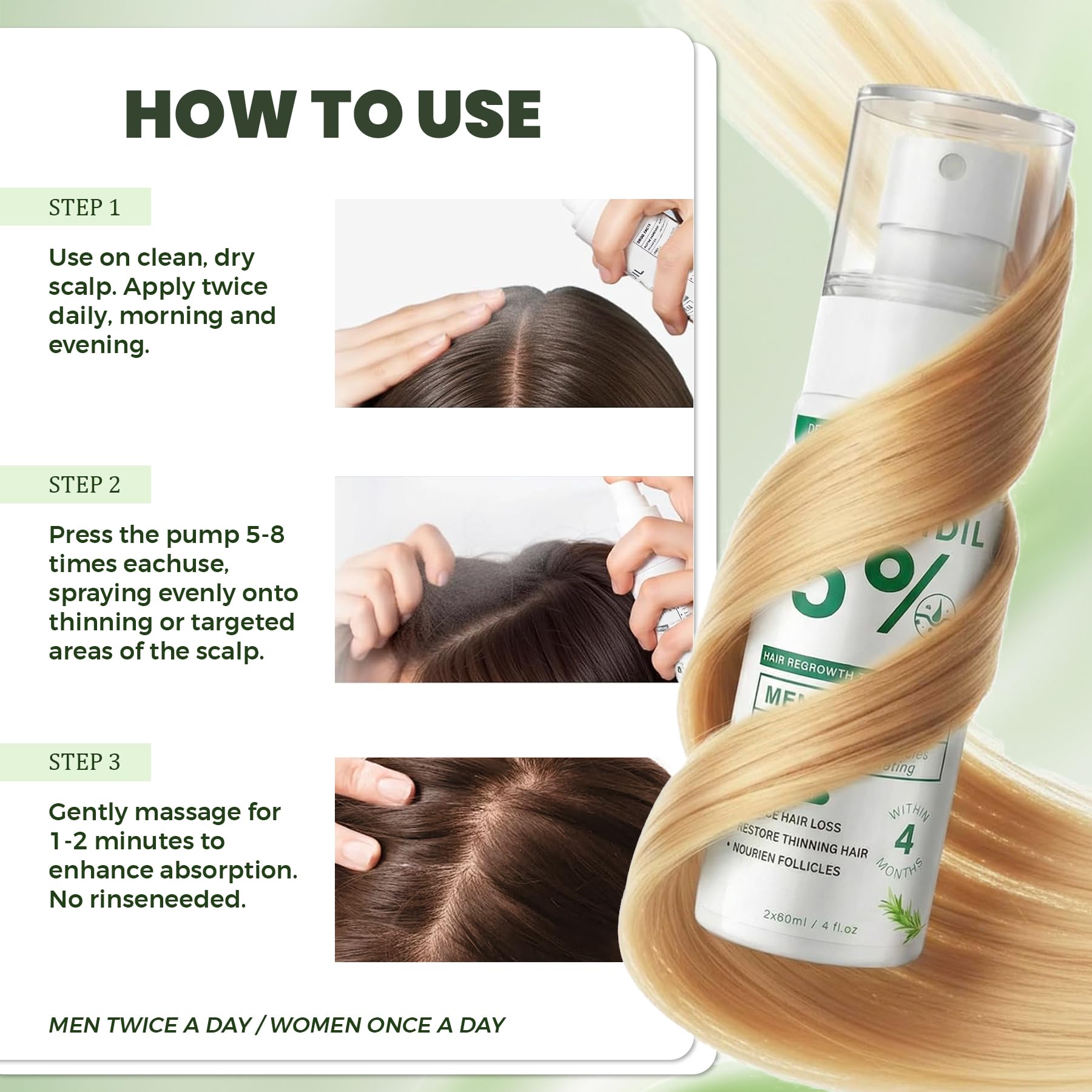 SHIUMORE Minoxidil crown-area spray for improved density appearance