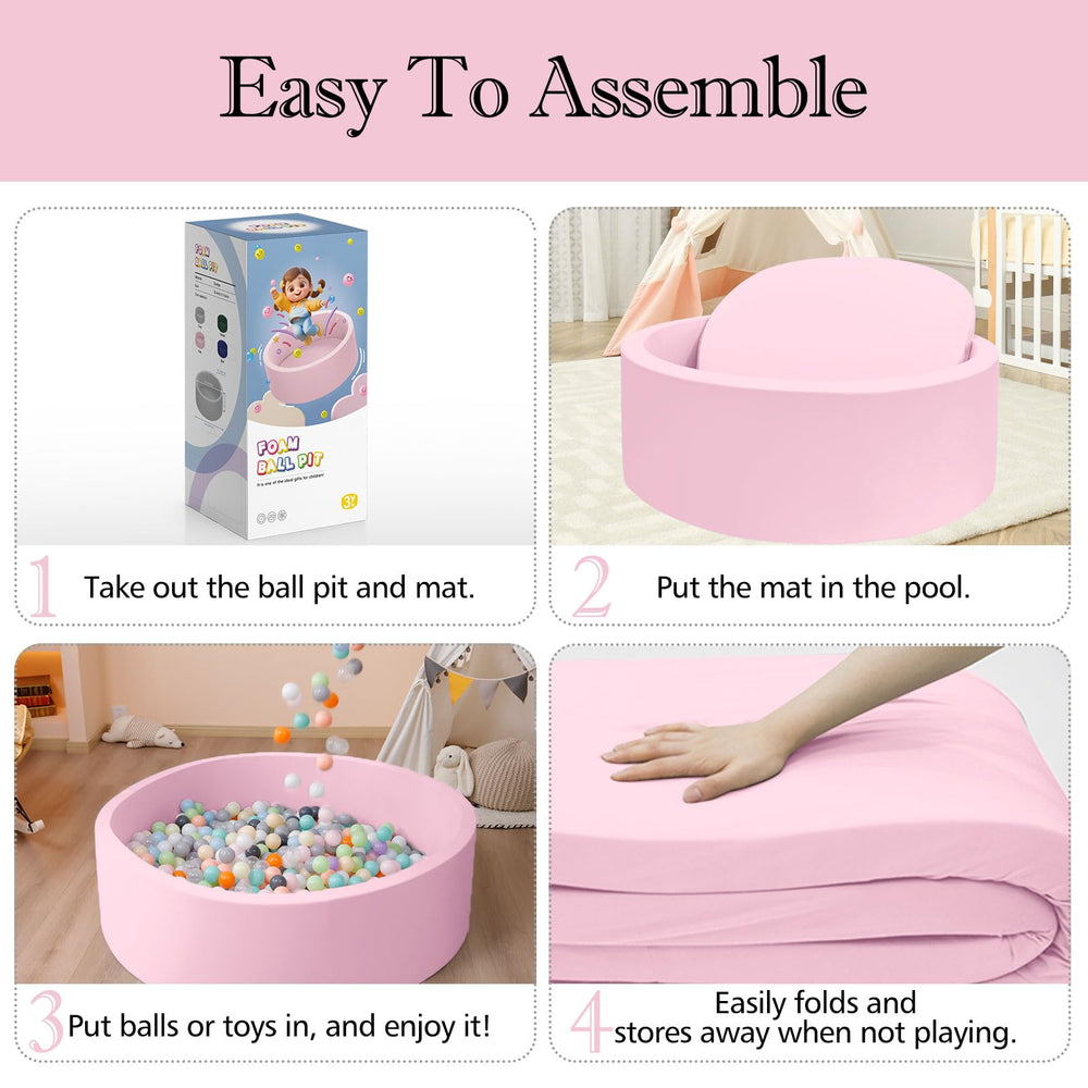 SHJADE pink ball pit removable cover close-up showing easy cleanup.