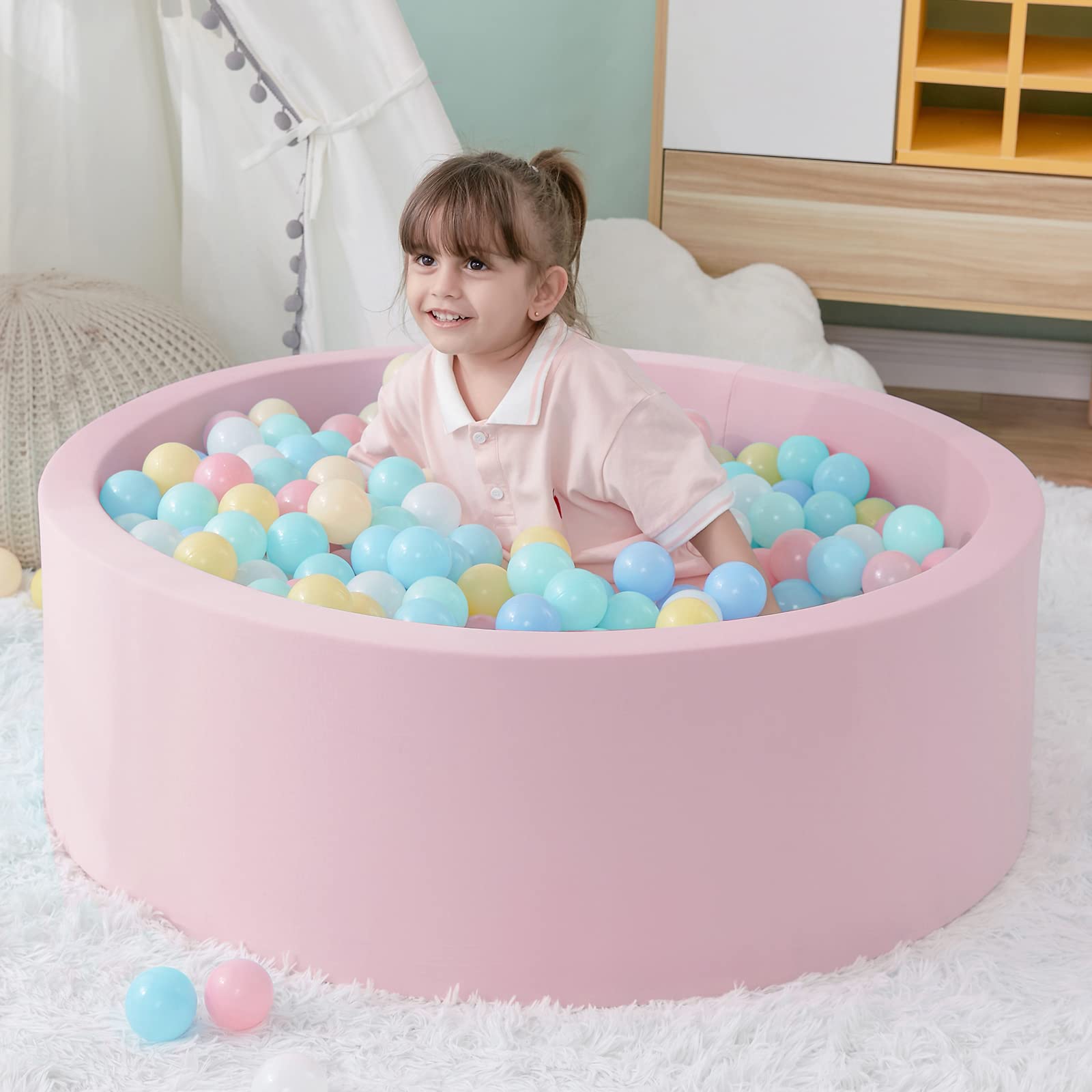 SHJADE pink ball pit zipper design for easy maintenance.