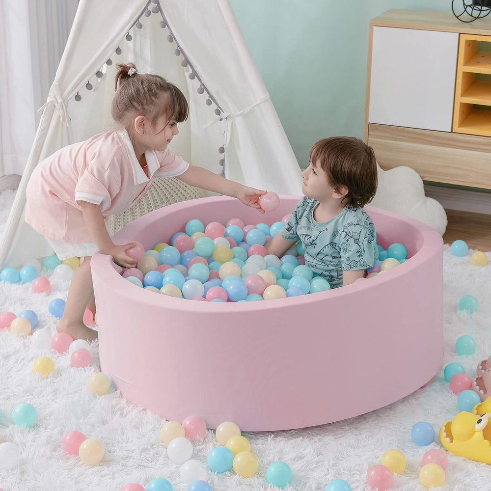 SHJADE pink ball pit ready for play with children indoors.