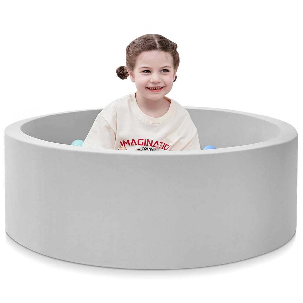 SHJADE foam ball pit in grey, side view, safe indoor play space for toddlers.