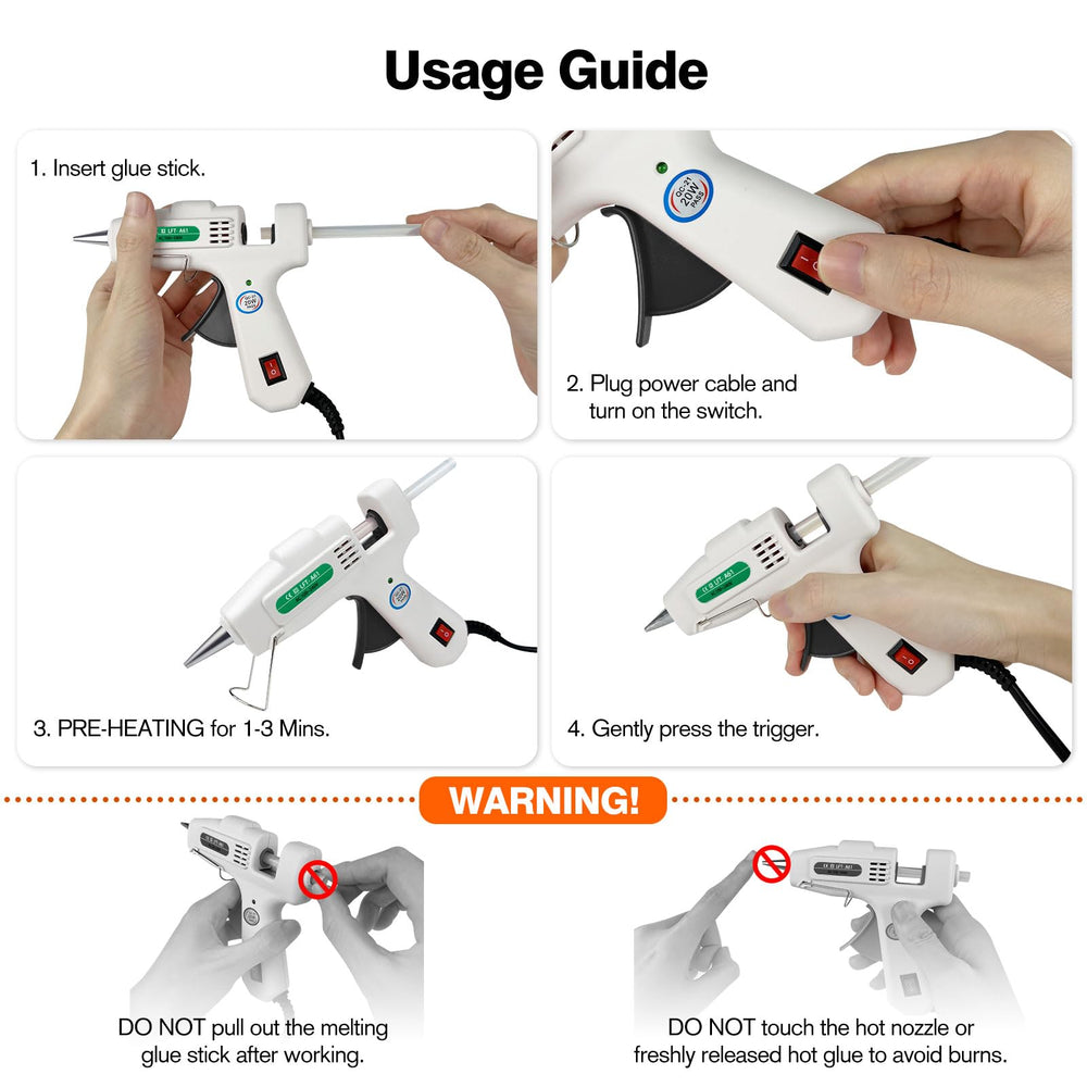 SHJADE mini glue gun with 30 sticks ready for quick crafting tasks.