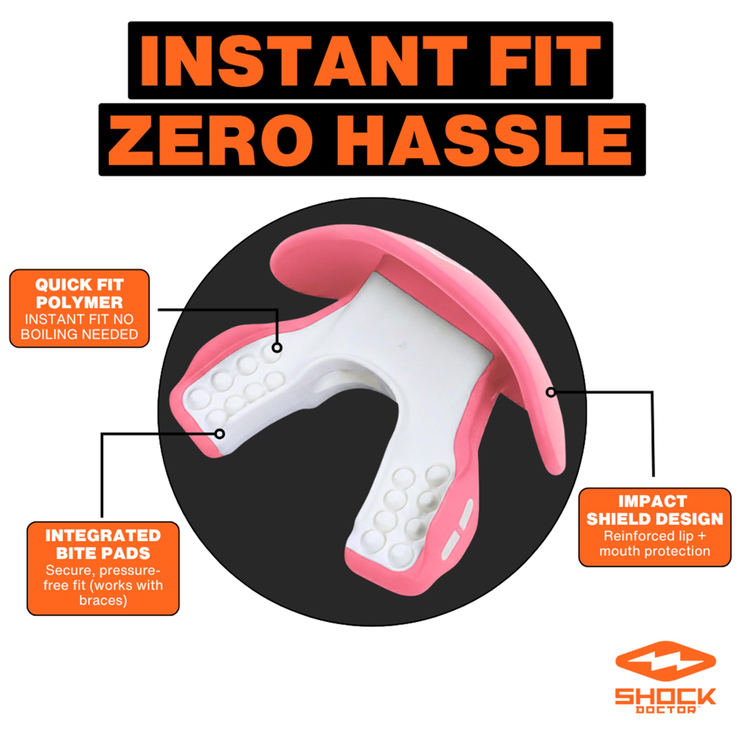 Shock Doctor lip guard mouthpiece delivers lip protection during contact sports