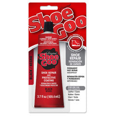 Shoegoo adhesive bottle front label for durable shoe repairs.