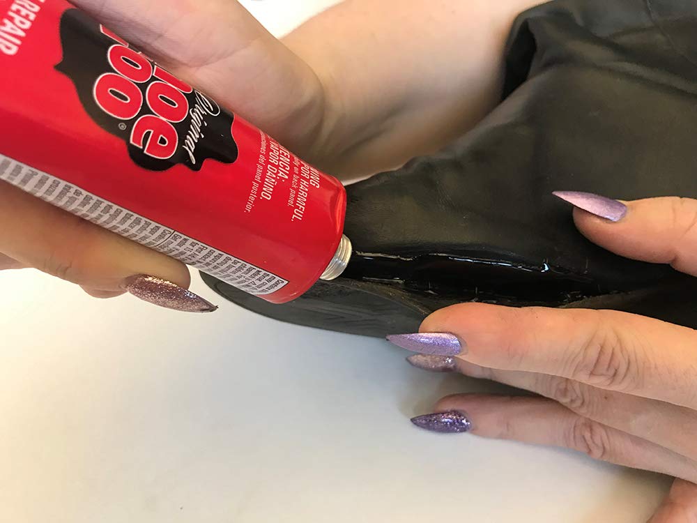 Shoegoo waterproof seal coating protecting boots and gloves.