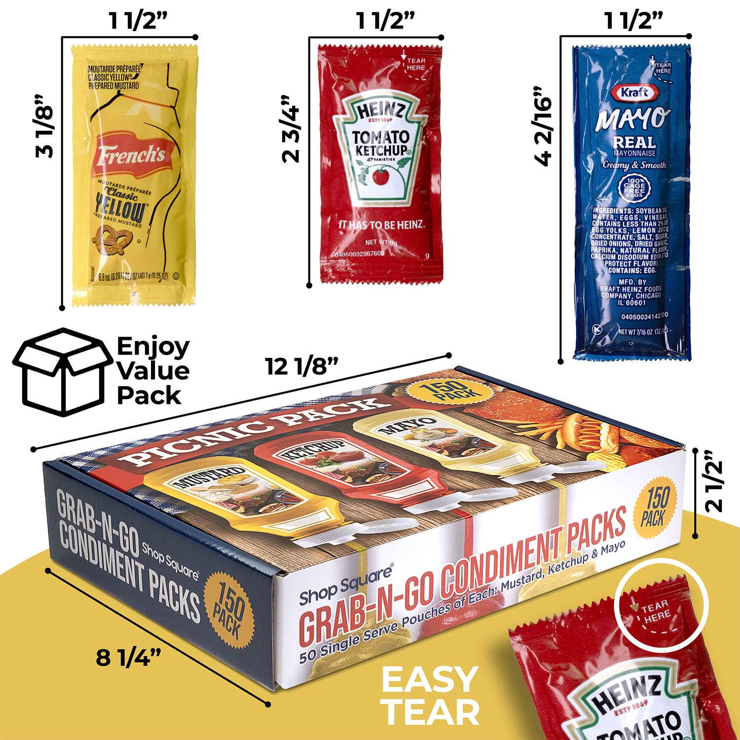 Shop Square mayo packets 50-pack creamy topping for sandwiches.