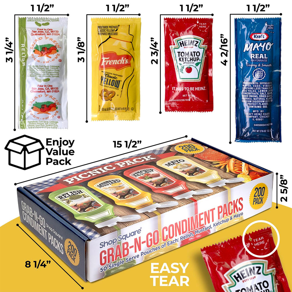 Shop Square mayo packets ideal for hot dogs, burgers, and boxed lunches on trips.