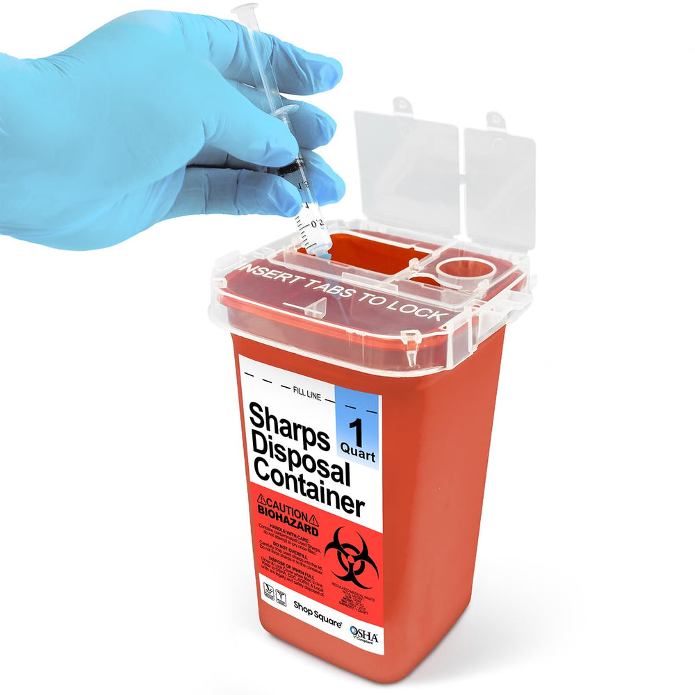 Shop Square sharps container 1quart front view for compact home disposal.