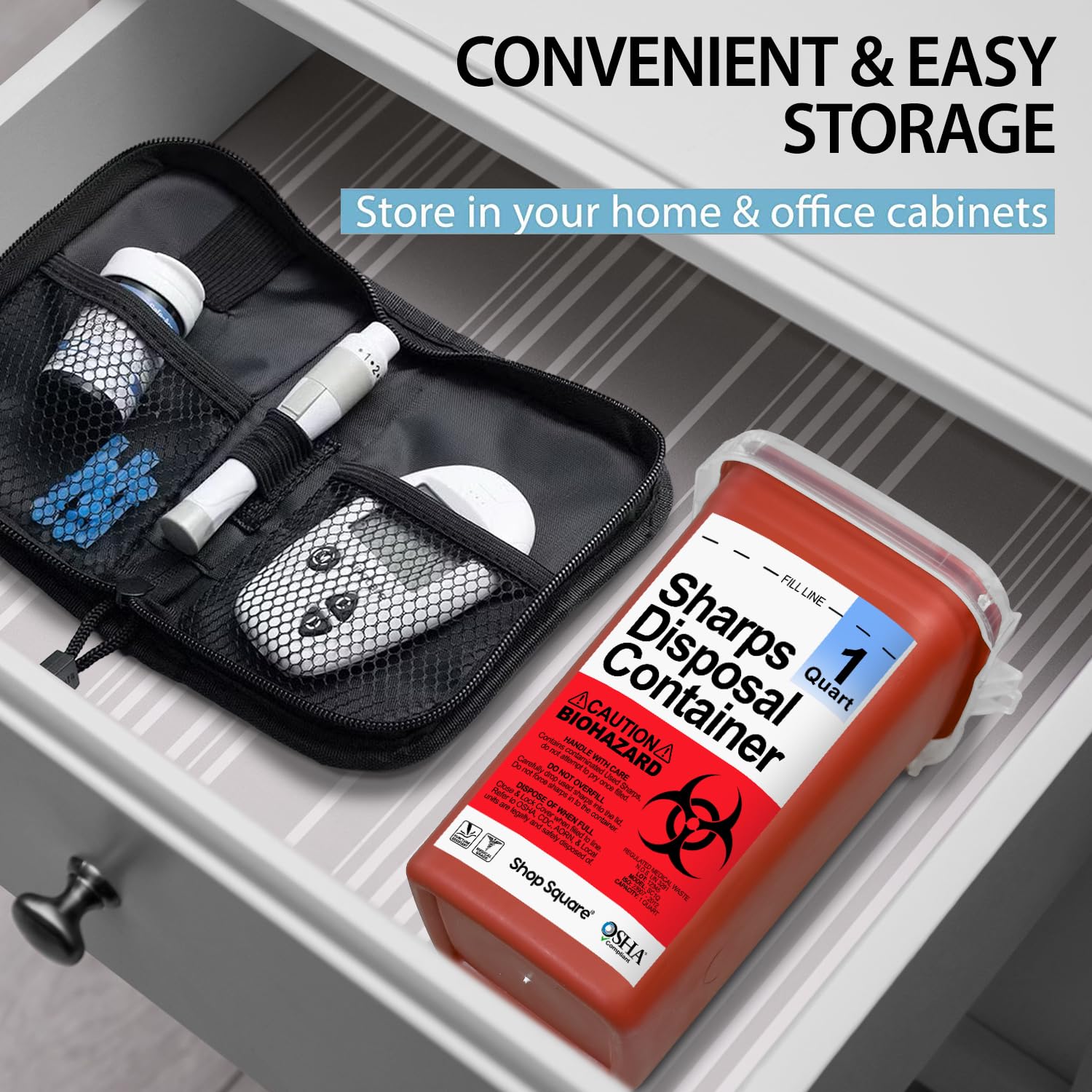 Shop Square sharps container home and clinic ready for everyday use.