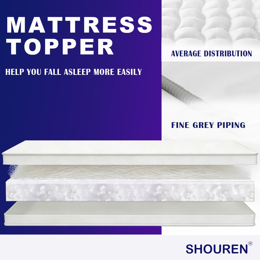SHOUREN memory foam topper edge-to-edge surface provides uniform comfort across the bed.