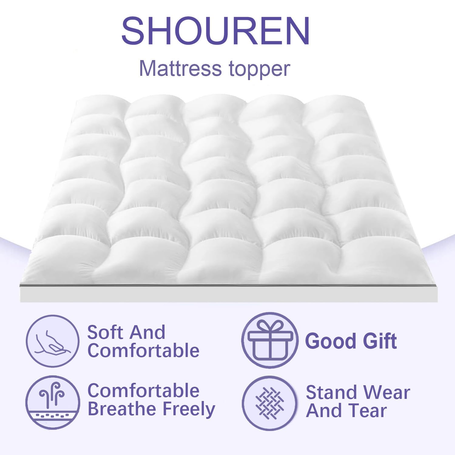 SHOUREN memory foam topper high-density foam delivers plush loft with lasting shape.