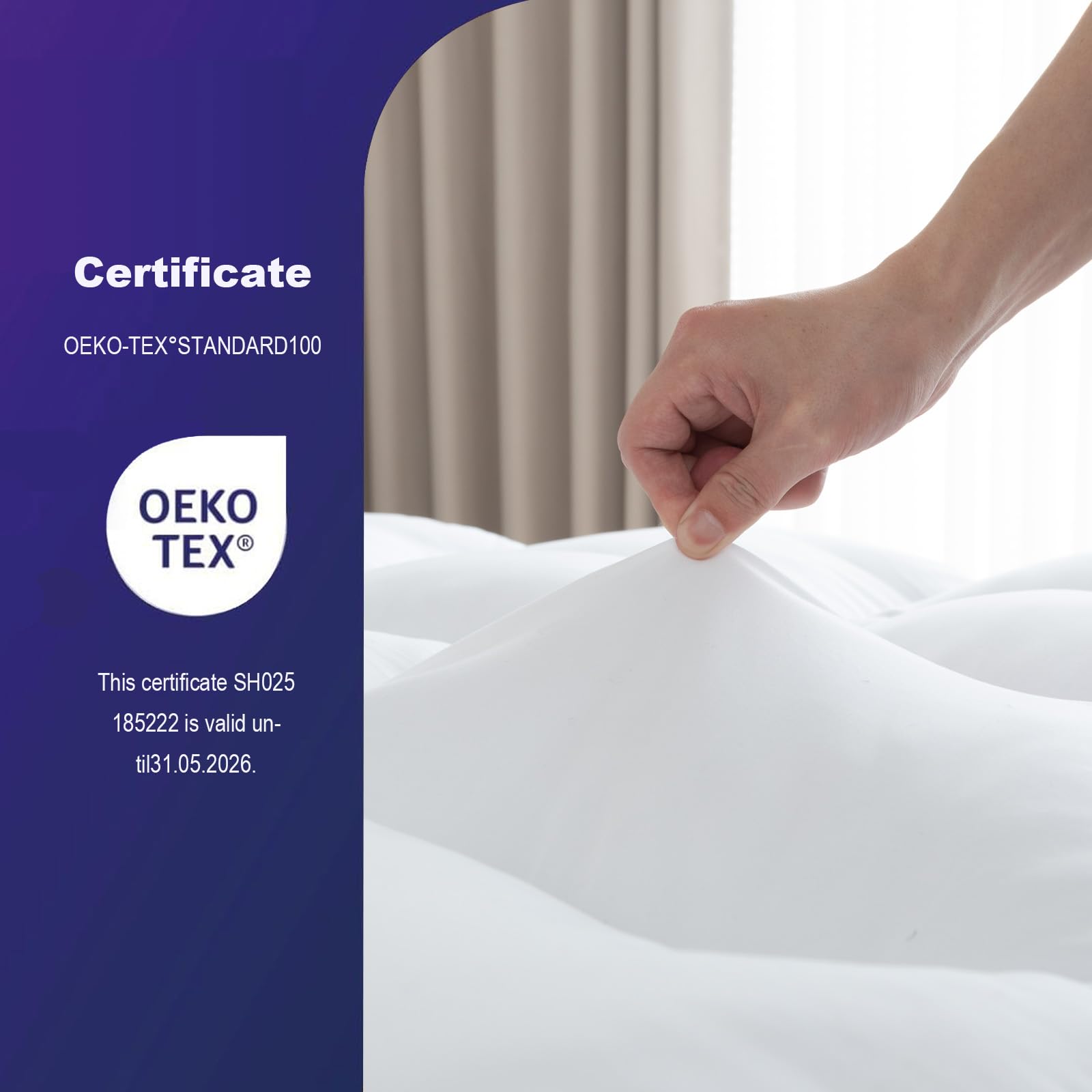 SHOUREN memory foam topper queen size fits standard beds with edge-to-edge comfort.