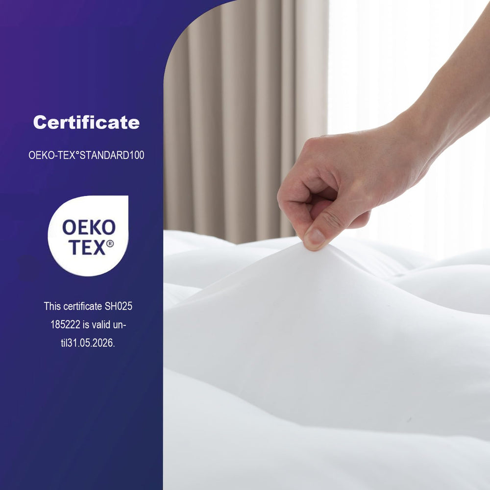SHOUREN memory foam topper queen size fits standard beds with edge-to-edge comfort.