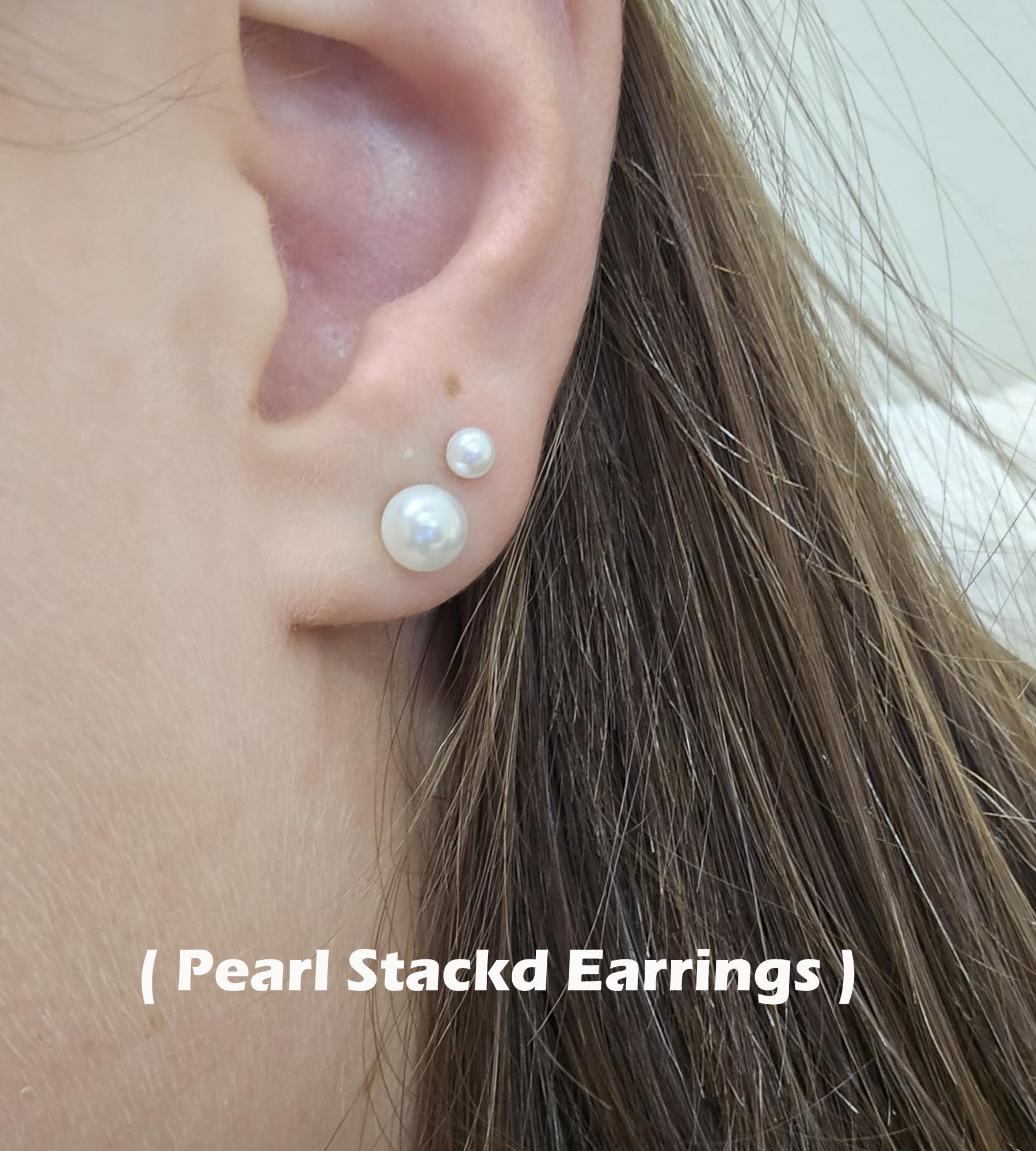 Showself Pearl small gold stud earrings 8mm dressy and casual look in one.
