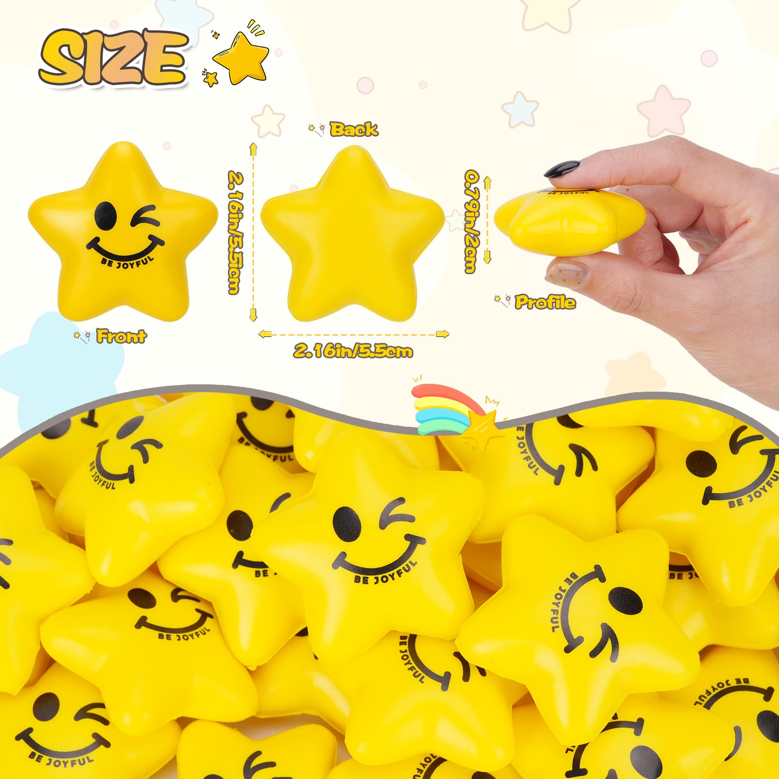 SHQDD star smiley stress balls, colorfully squishy for home and school activities