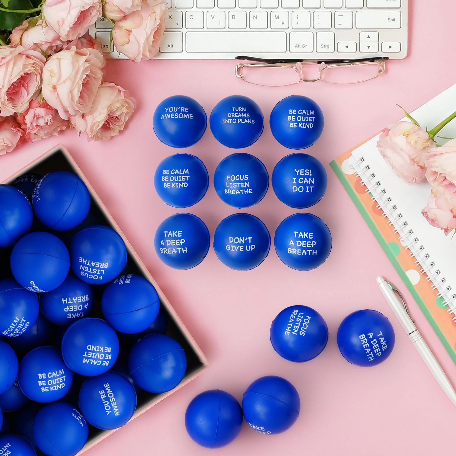 SHQDD ergonomic 4 cm stress ball fits nicely in hand for quick relief