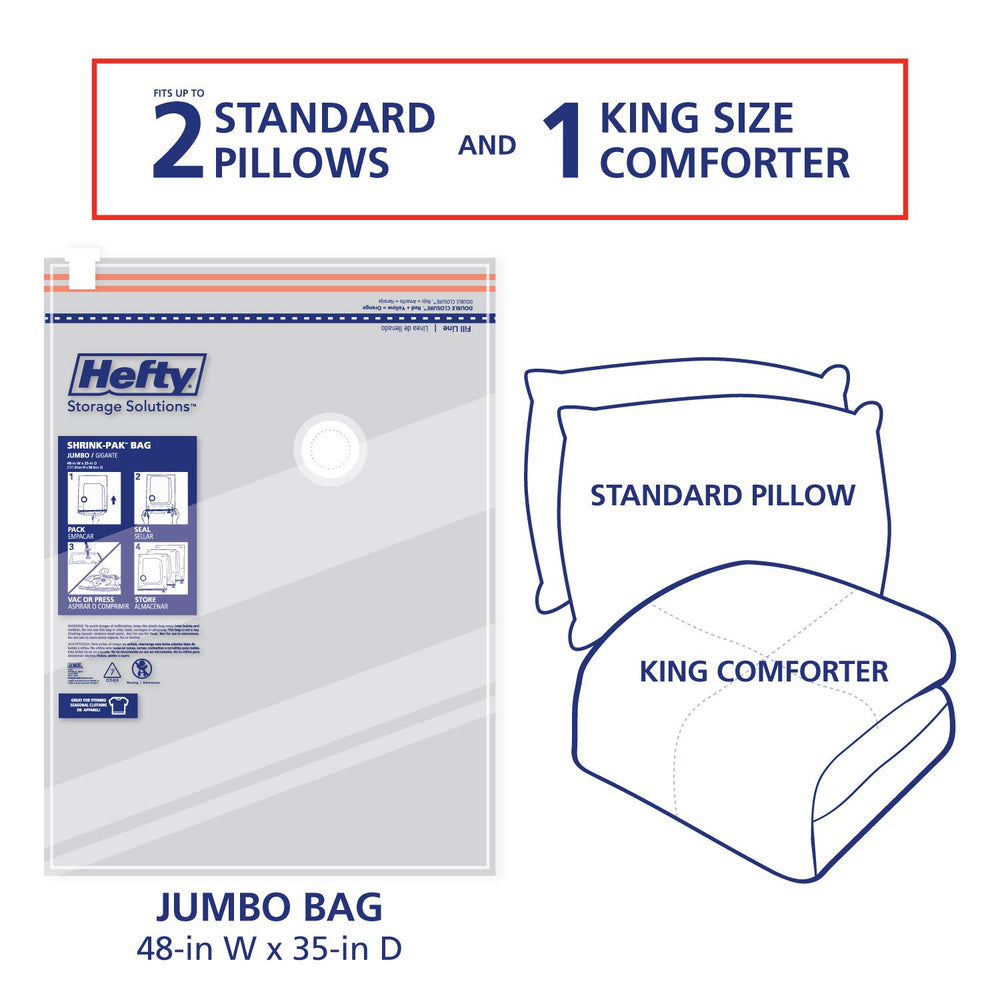 Shrink-Pak bedding storage bags protect from dust, dirt, and odors.