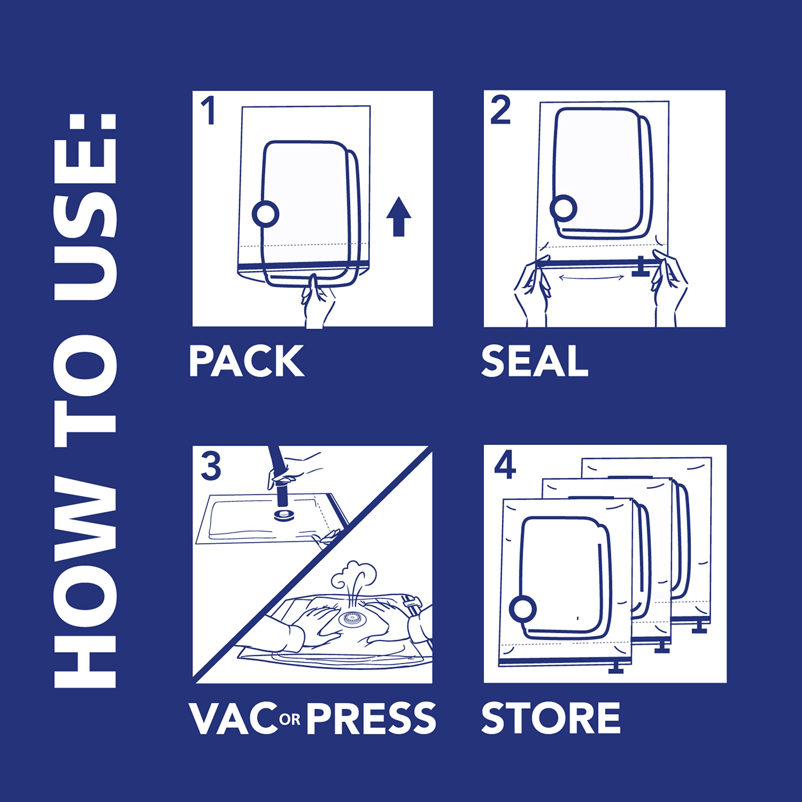Shrink-Pak space bags versatile storage for home, travel, and moving.