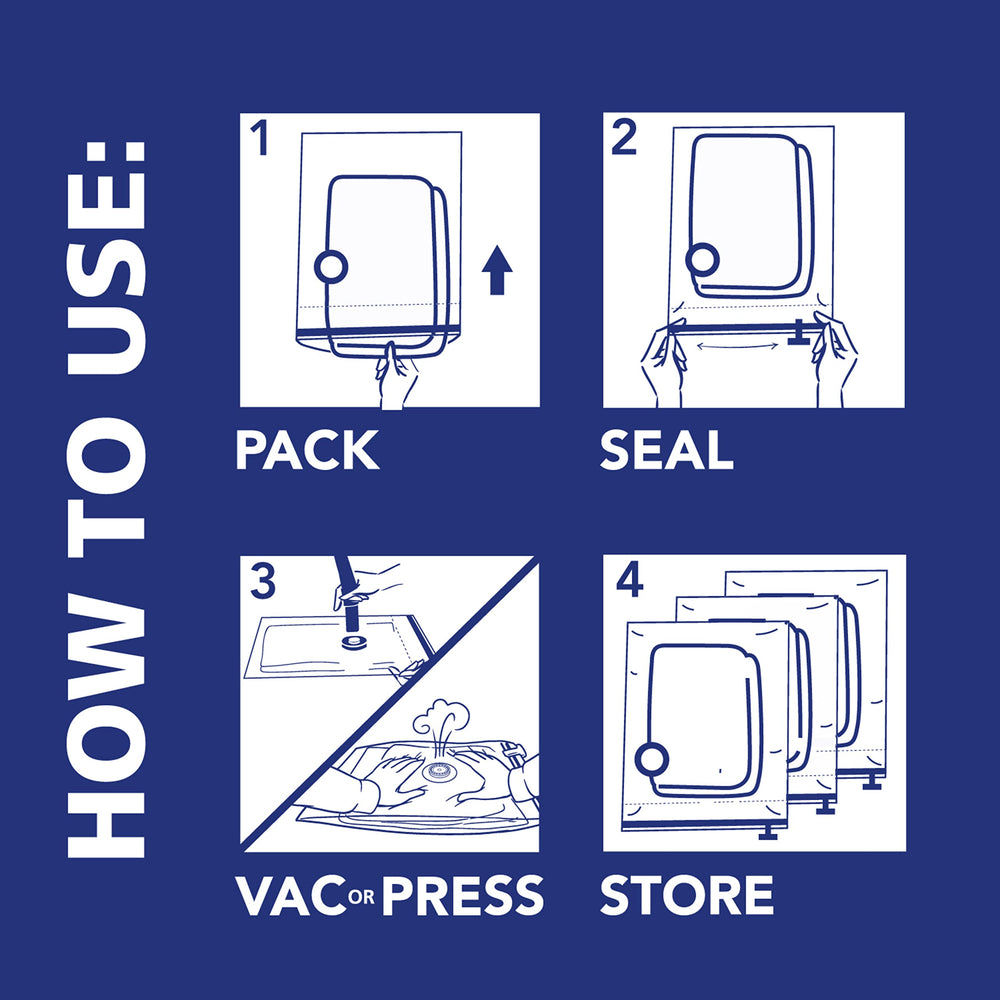 Shrink-Pak space bags versatile storage for home, travel, and moving.
