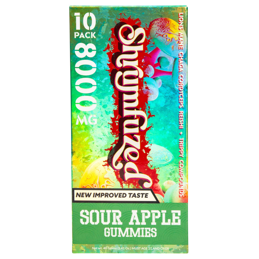 Shrumfuzed bottle front shows New Improved Taste for easier daily use