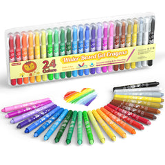Shuttle Art 24-color gel crayons set offers vibrant hues for kids' art and easy handling