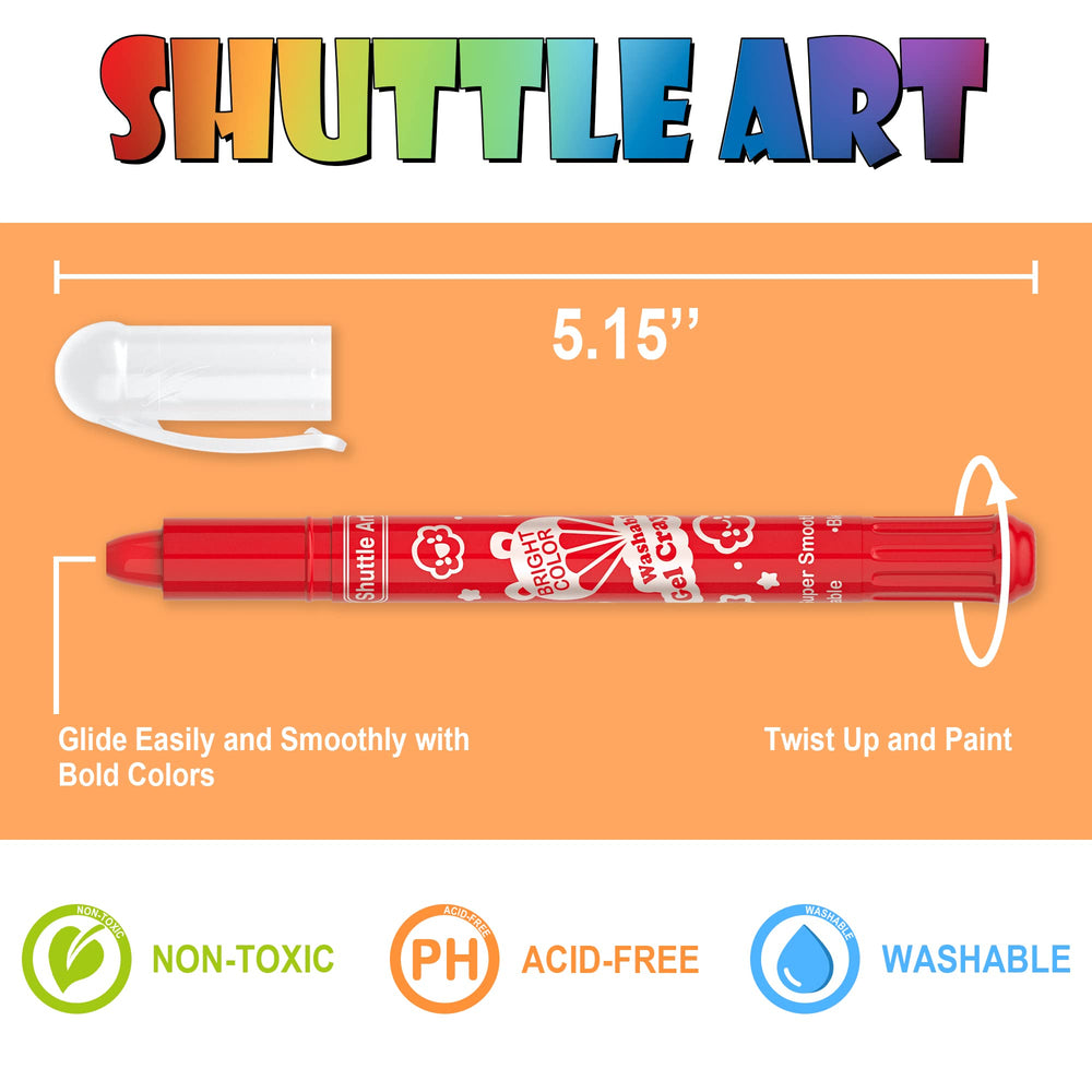Shuttle Art gel crayons on paper demonstrate versatile drawing and coloring