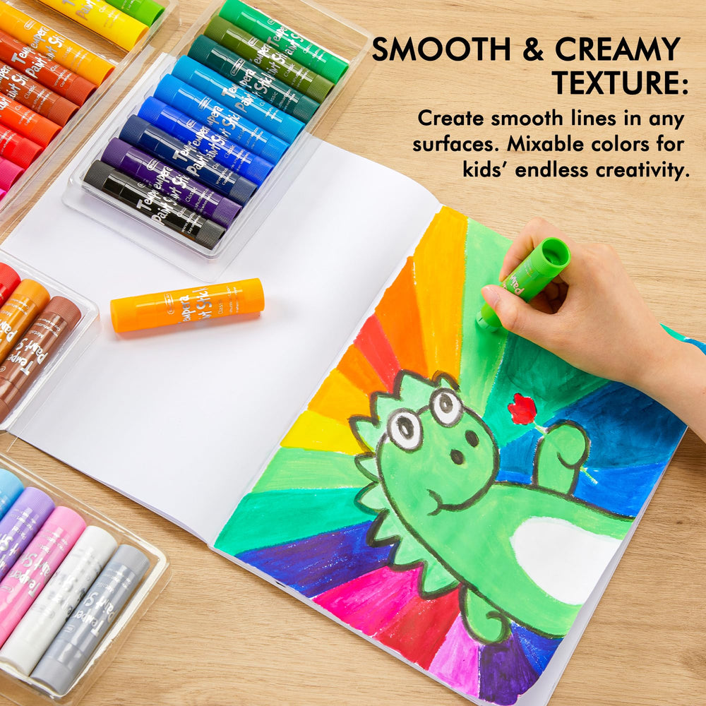 Shuttle Art tempera paint sticks are washable with soap and water
