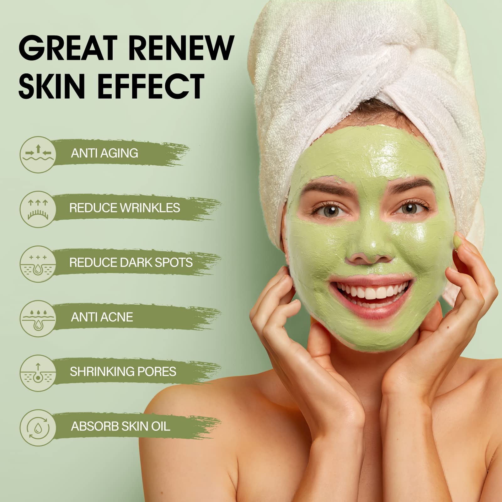 SHVYOG Green Tea Face Mask during application for smooth coverage and revitalized skin.