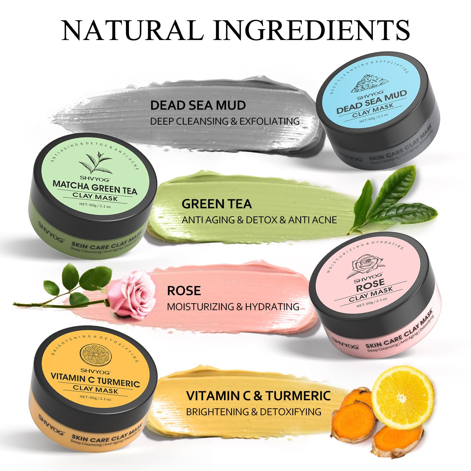 SHVYOG turmeric vitamin C clay mask brightens and smooths skin