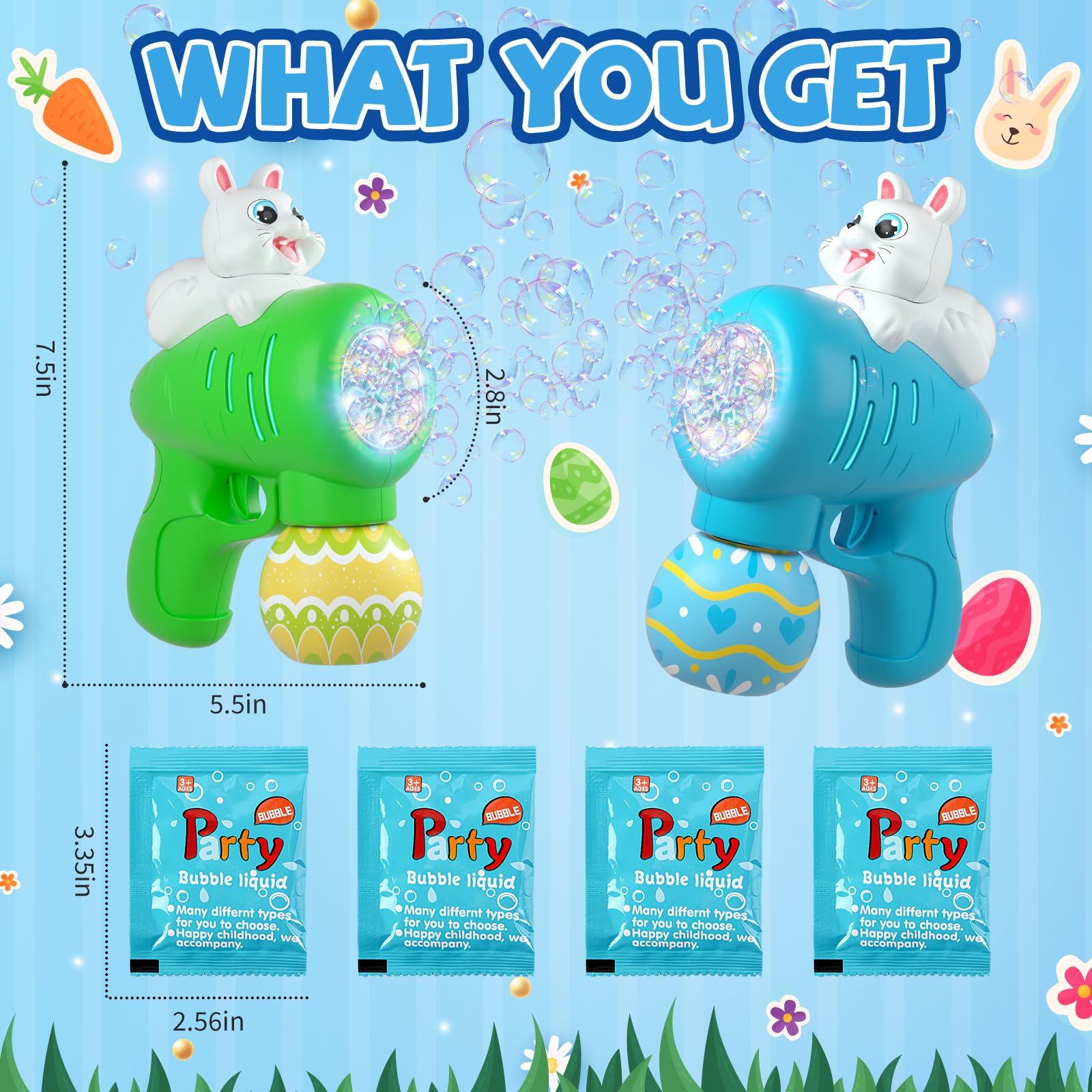 ShyLizard green Easter bubble gun with LED lights for indoor fun.