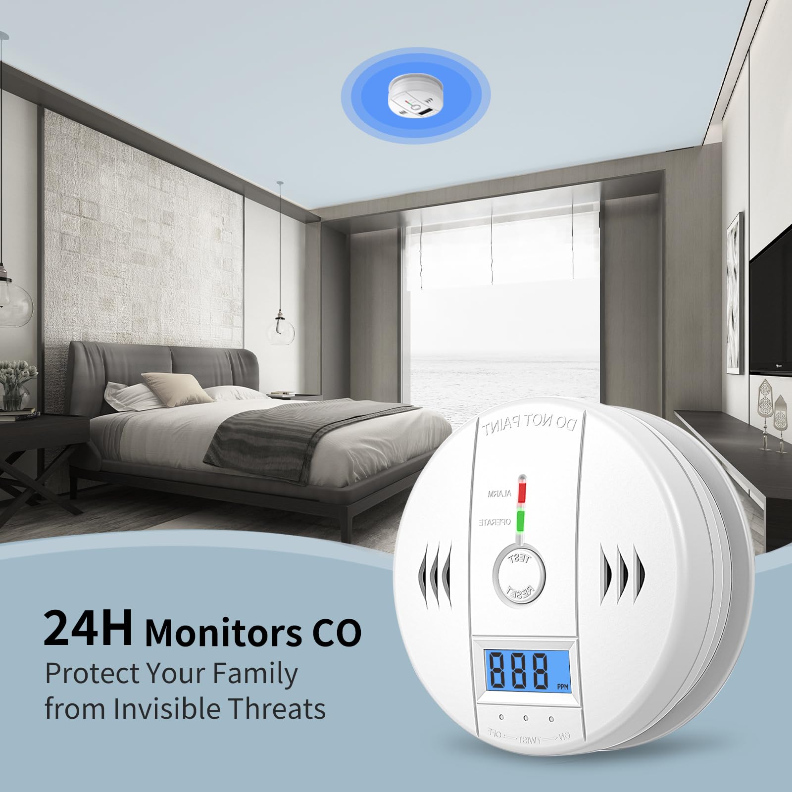 SHYEEH CO detector emits 85dB alarm to wake occupants quickly
