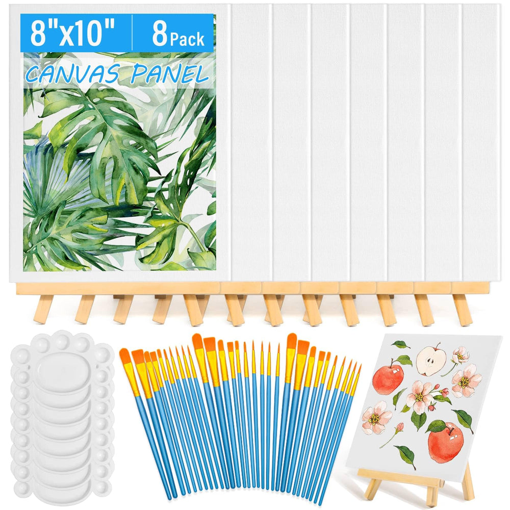 Shynek 54-pack canvas with easel set 8x10 ready for acrylic painting sessions.