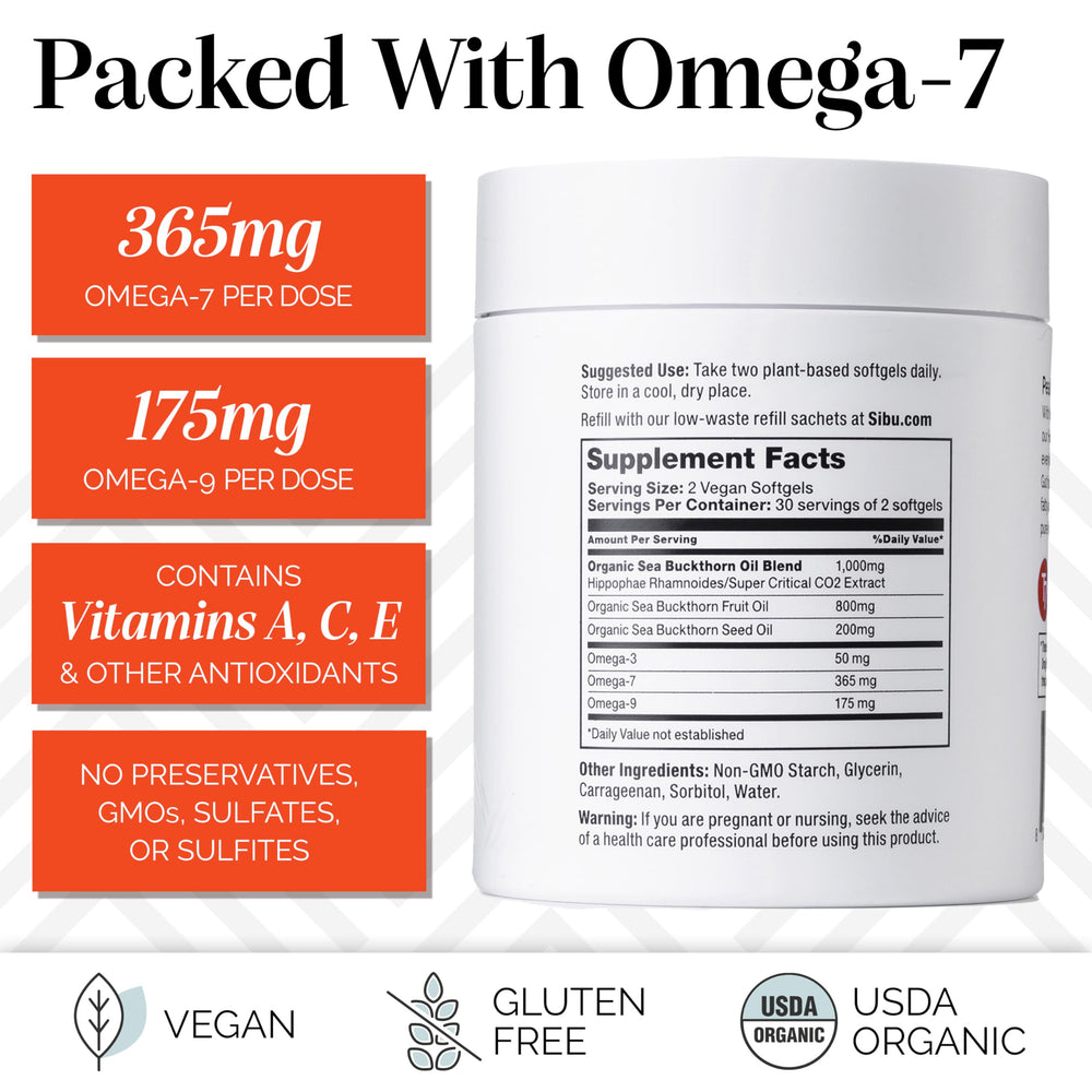 Sibu packaging opened with softgels for easy daily use.