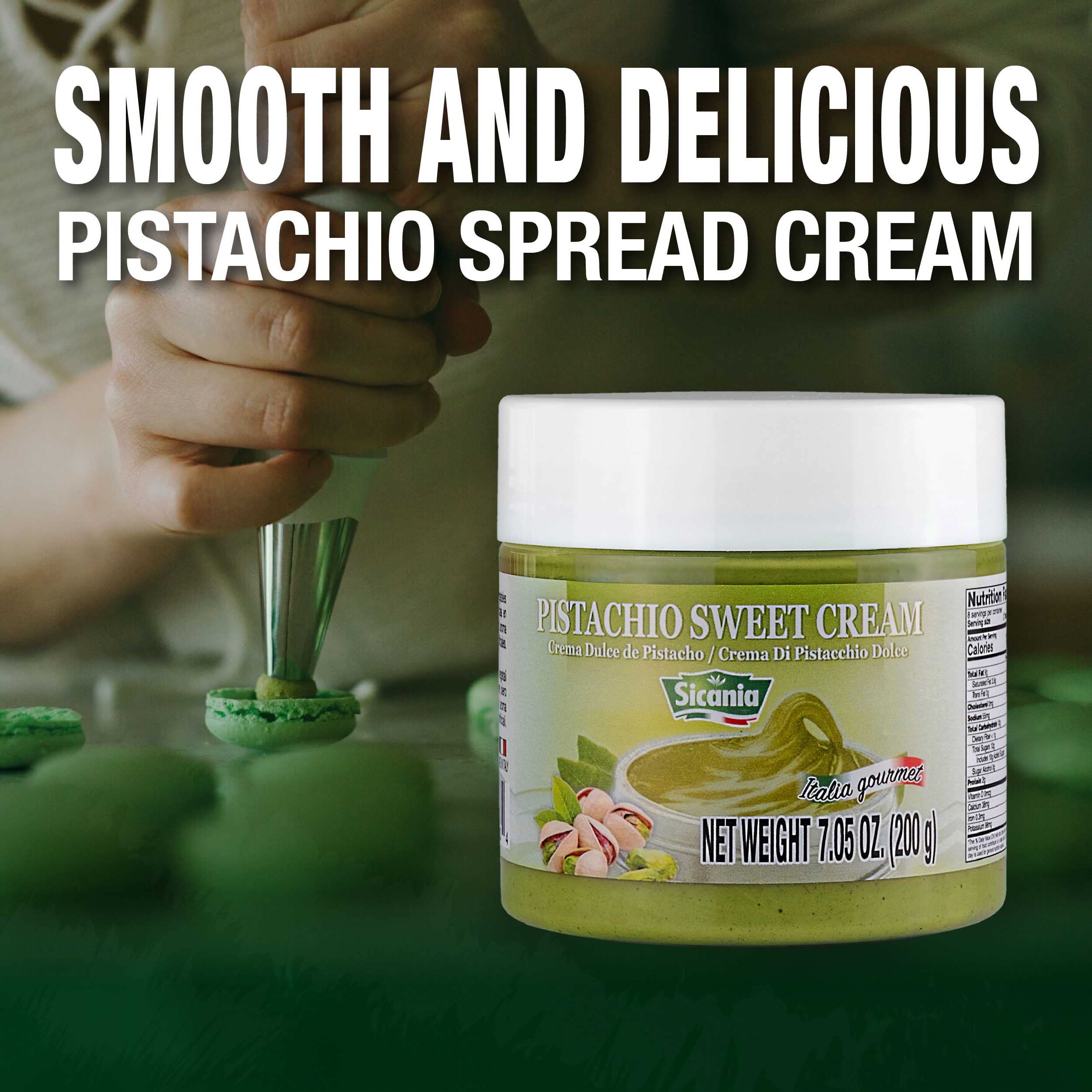 SICANIA pistachio cream as a gourmet spread inspires Italian-inspired treats.