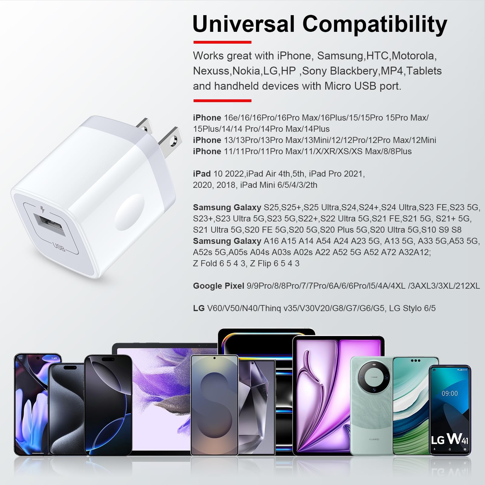 Sicodo 4-pack USB wall charger for iPhone and Android devices