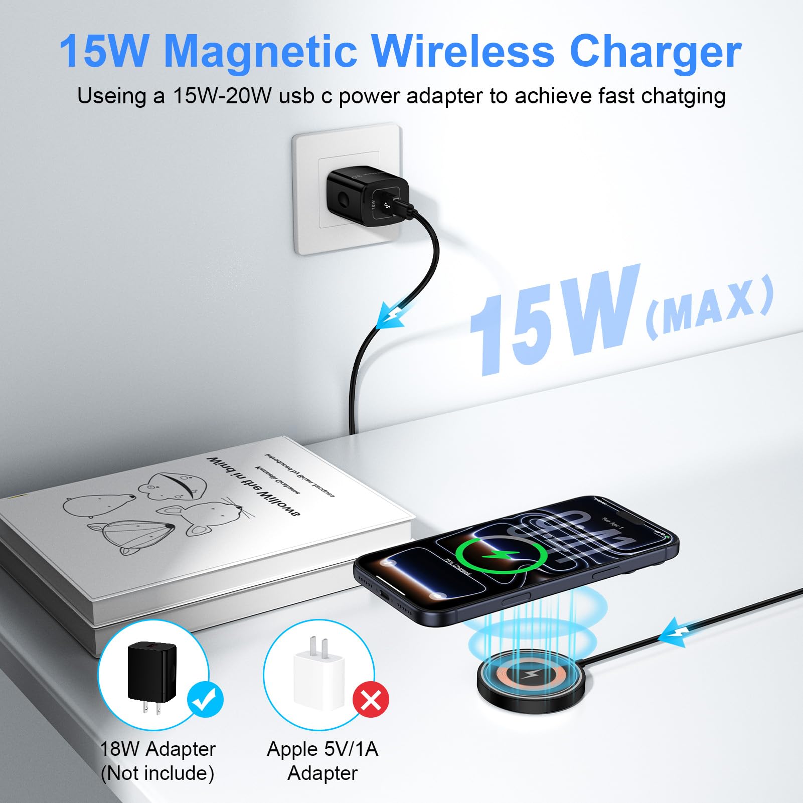 Sicodo wireless charger top view showing slim profile for travel usability.