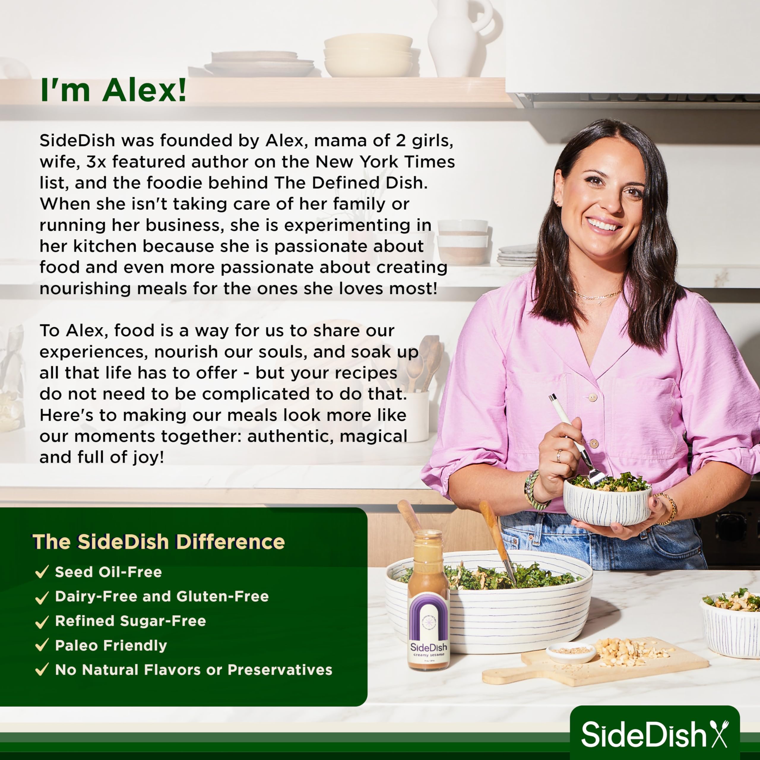 SideDish Classic Ranch Dressing ingredients lineup with avocado oil and spices.