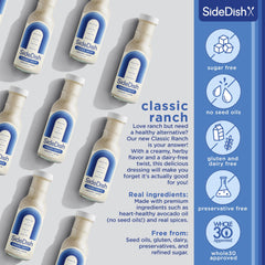 SideDish Classic Ranch Dressing on a crisp salad with vibrant toppings.