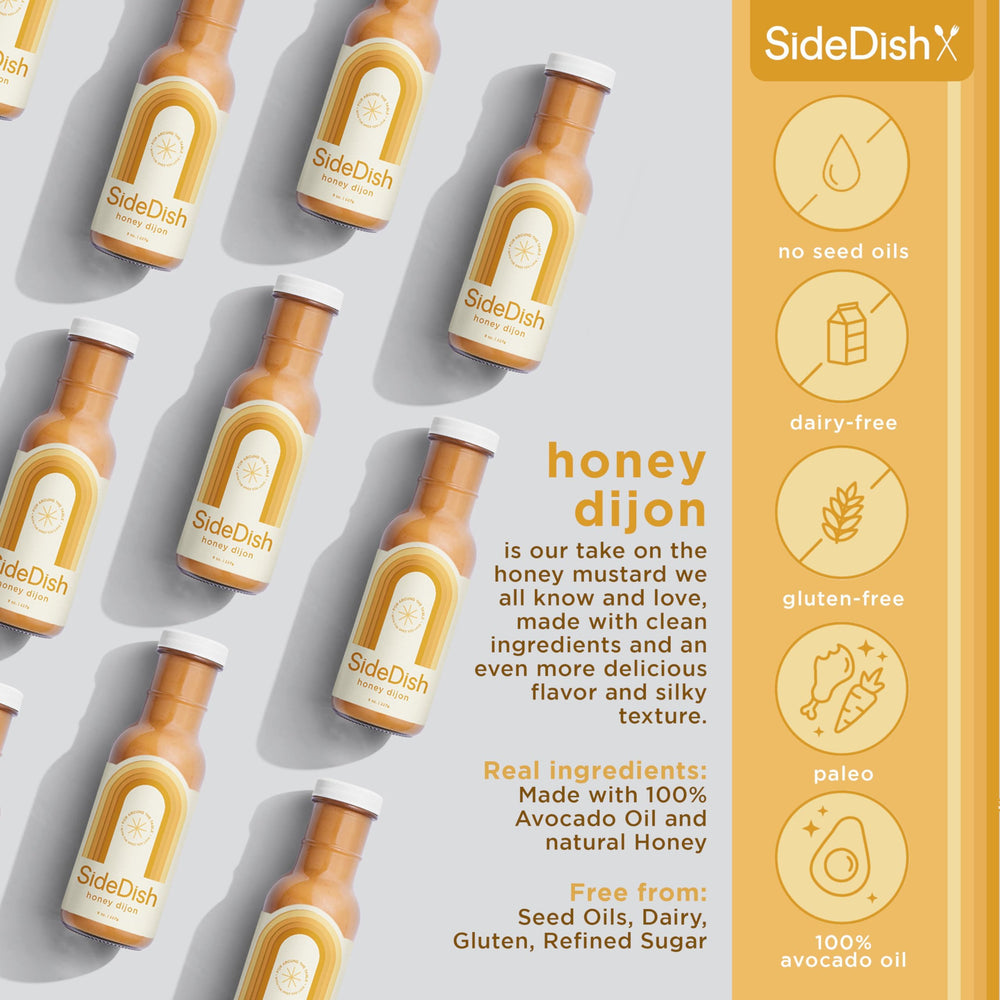 SideDish Honey Dijon Dressing dipping sauce versatile for chicken and vegetables.