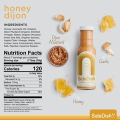 SideDish Honey Dijon Dressing pour shows smooth consistency perfect for dipping.